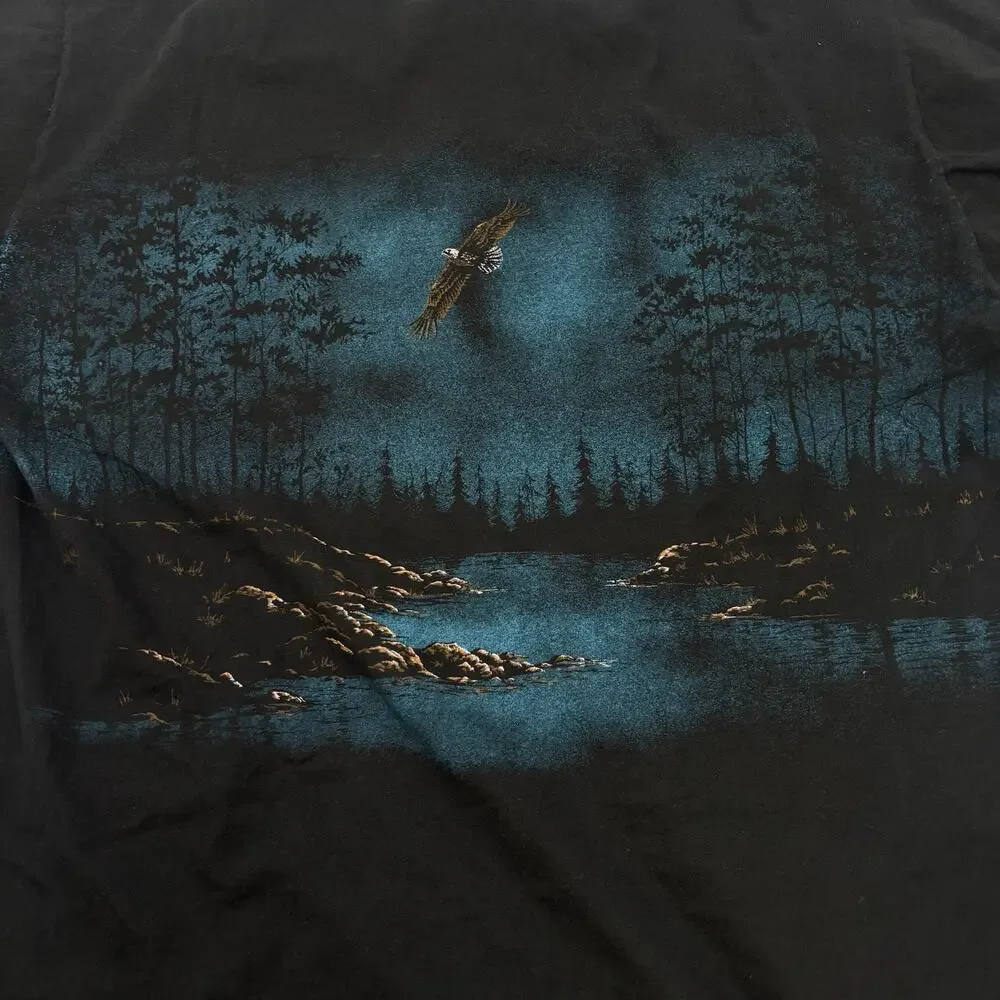 Vintage 90s Art Unlimited Henley T Shirt XXL 2XL Bald Eagle Nature 1992 - Picture 6 of 9